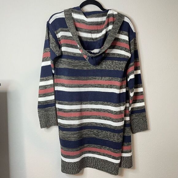 Evelyn Taylor Striped Hooded maxi Cardigan Sweater - Picture 11 of 13